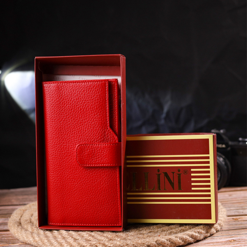 Вертикальный женский кошелек из натуральной кожи CANPELLINI 21640 Красный Киев - изображение 9