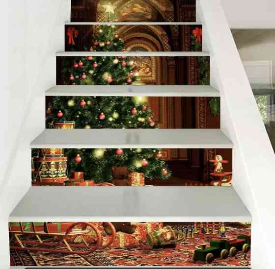 Наклейки на новий рік "Ялинка" - розмір стікера 50*70см, силікон Київ