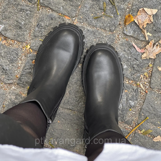 Ботинки женские Челси из натуральной кожи с застежкой демисезонные, размер 41 черный Хмельницкий