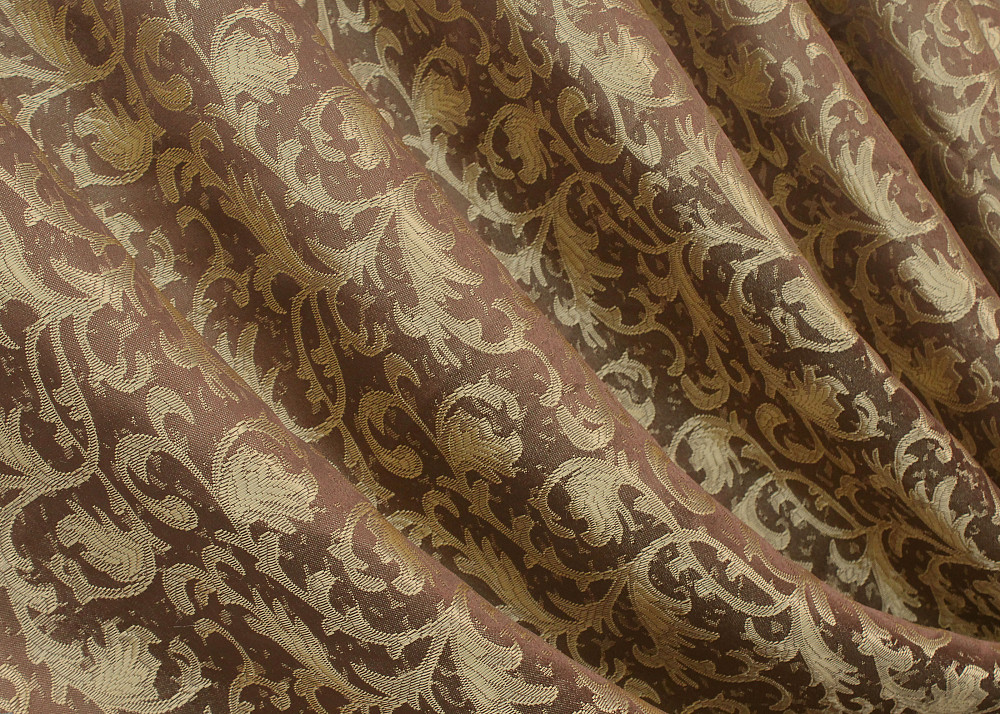 Комплект готовых штор VR-Textil Жаккард № 1587ш Коричневый с золотистым 140х270 см 2 шт (33-0548) Киев - изображение 6