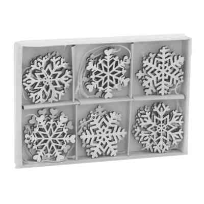 Елочная игрушка Chomik Сніжинки, 18 шт, 4,5 см, дерево білі (5900779878983) Вінниця