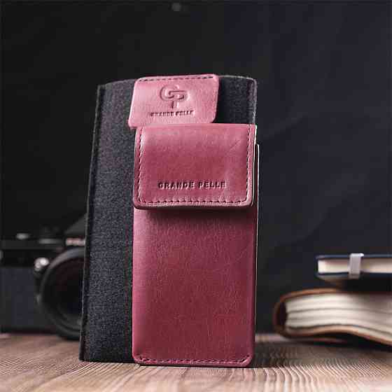 Ключниця для жінок у вигляді футляра з натуральної шкіри Бордовий (GRANDE PELLE) Київ