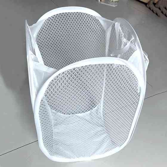 Корзина для белья в ванную комнату, корзина для вещей складная в сетку Белая 31х31х51 см Каменец-Подольский