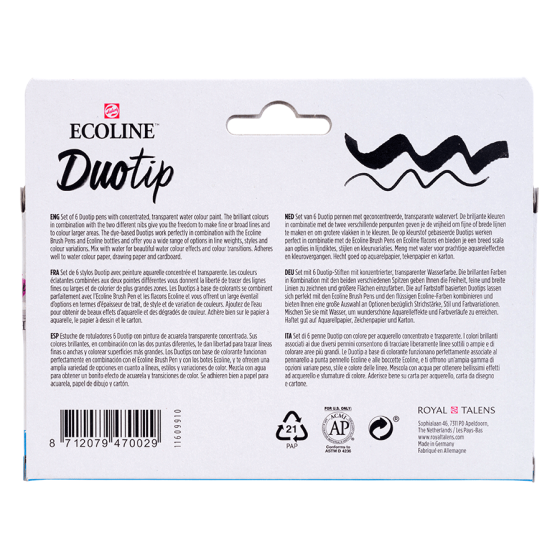 Набор маркеров акварельных двусторонних ECOLINE DUO TIP BASIC 6шт Royal Talens Киев