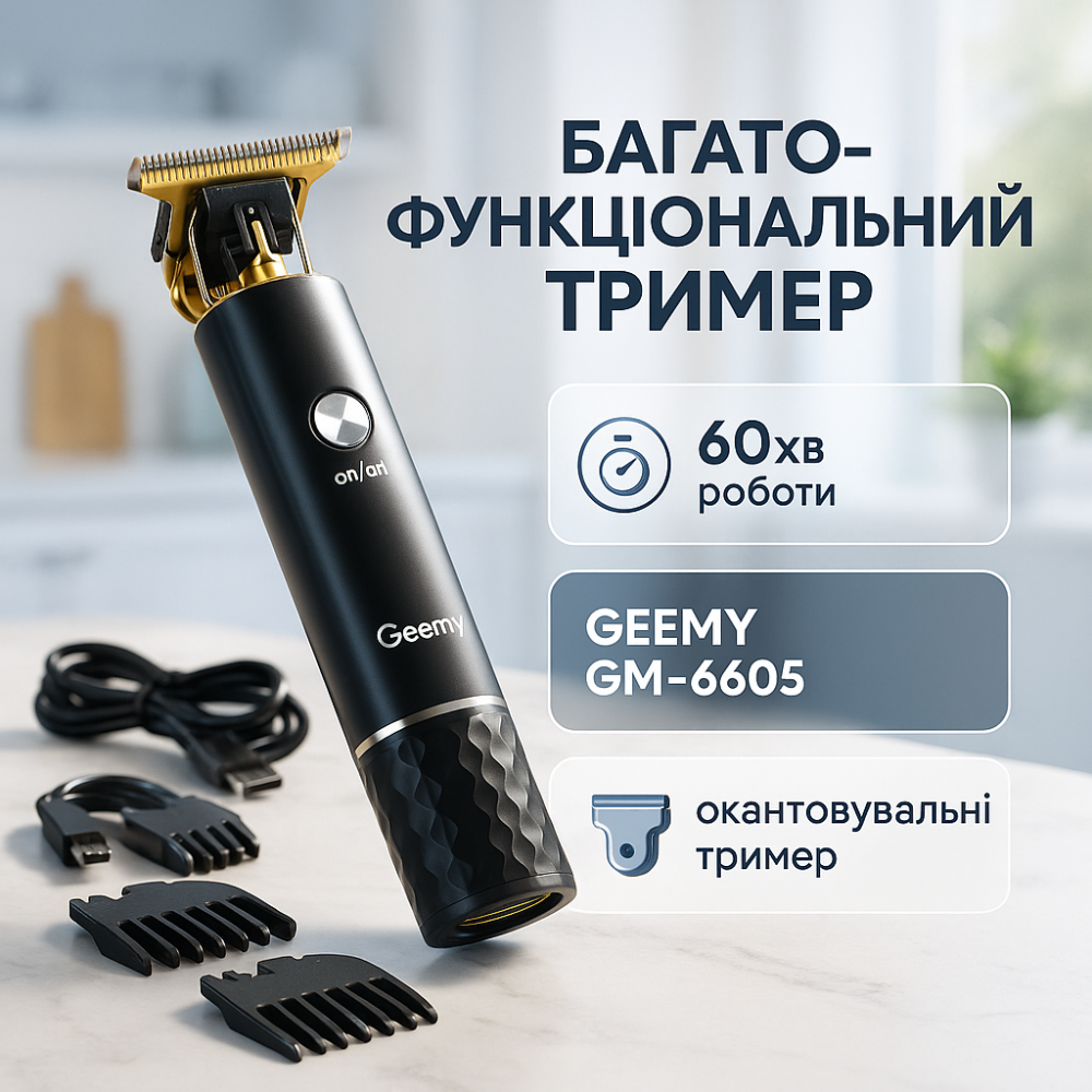 Машинка для стрижки волос с хорошей автономностью GEEMY GM-6605, Машинка для стрижки волос мощная RW-50 Львов - изображение 19