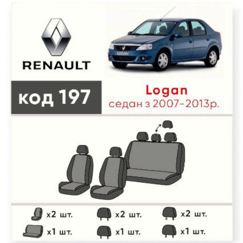 Чехлы салона автомобиль Рено logan седан 2004-2013 цельная 