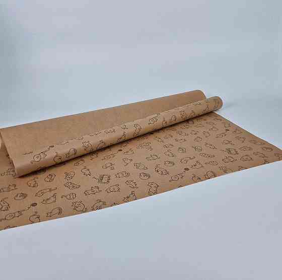 Рулон 8 м папір подарунковий з друком (38) для квітів (h680) Крафт No3 (1 шт.) Харків