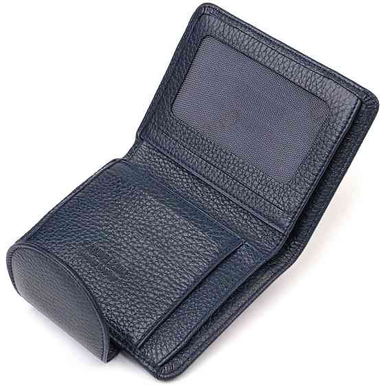 Удобное женское портмоне среднего размера из натуральной зернистой кожи CANPELLINI 21809 Синее Киев