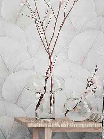 Шпалери вінілові на флізеліні Marburg Kumano 1.06х10 листя сірі бузкові зі сріблястим 3д лофт 34562 Київ