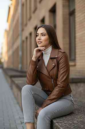 Куртка косуха  женская эко кожа Коричневый M-L Харьков