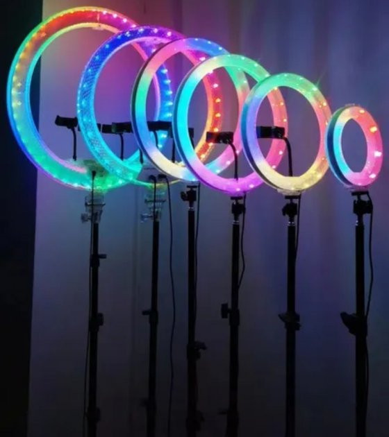 Кольцевая лампа 3-D 26 см RGB цветная двухсторонняя Селфи кольцо Киев - изображение 7