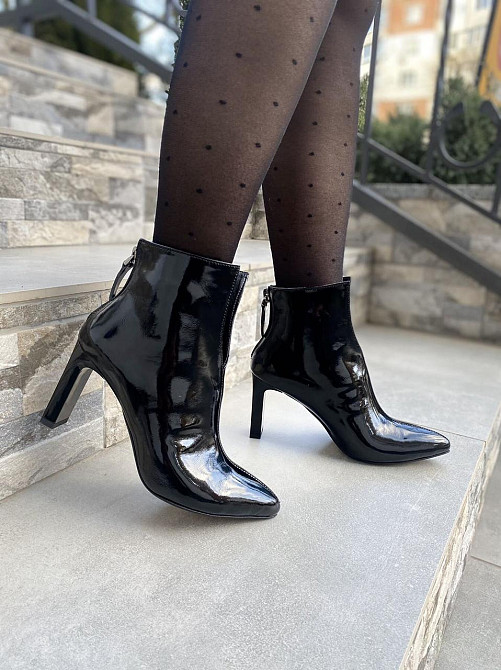 Crisma Черевики жіночі CRISMA чорні шкіра лакована каблук 8 см висота 10 см (0174B/8057/8045) Коломыя - изображение 7