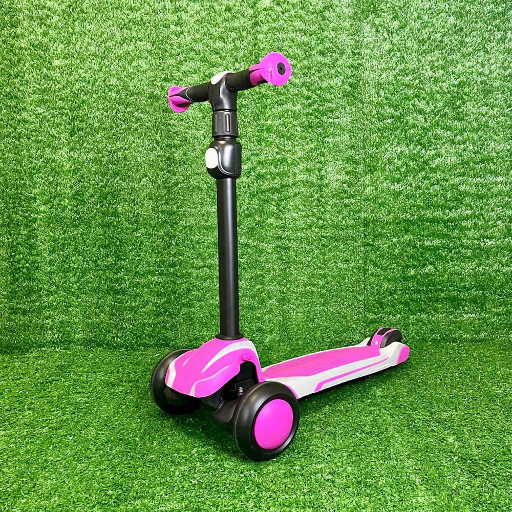 Самокат триколісний колеса PU 120мм світяться Рожевий (X1-PG) Чернігів - фото 2