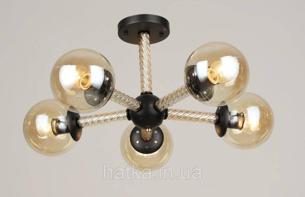 Люстра потолочная на 5 плафонов VALESO Черный + Золото K2341/5 Киев - изображение 1