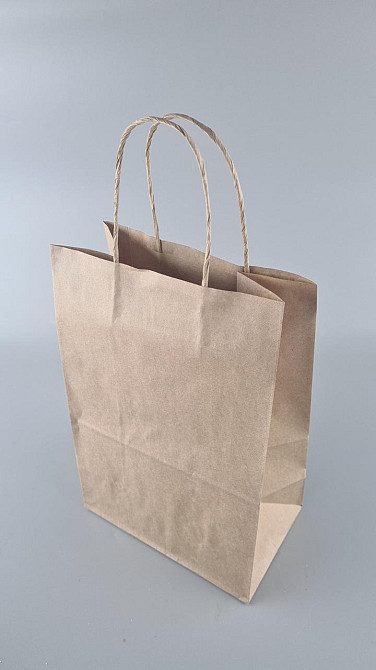 Пакет паперовий з ручками коричневий 28см 19см 11,5 см 25шт №6 Харків - фото 1