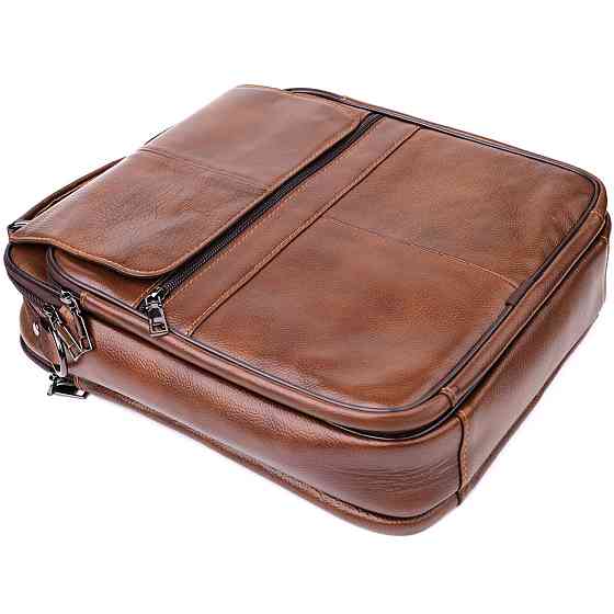 Сумка для мужчин с ручкой для переноса в руке из натуральной кожи Vintage 23028 Коричневый Киев