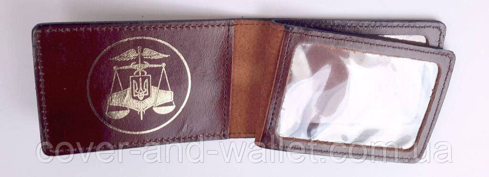 Шкіряна обкладинка для посвідчення "Фіскальна служба України"  з золотом і додатковим клапаном Київ - фото 6