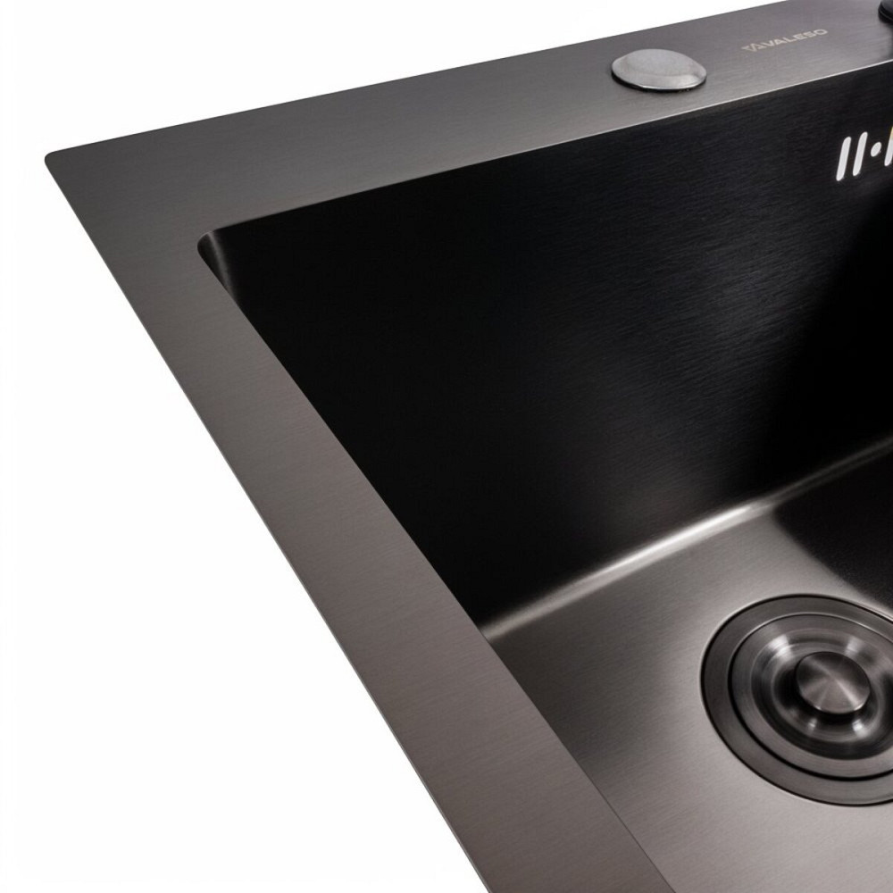 VALESO Кухонна мийка 45*45 Valeso Handmade PVD чорна (сифон крулий 3,0/0,8) Київ - фото 5