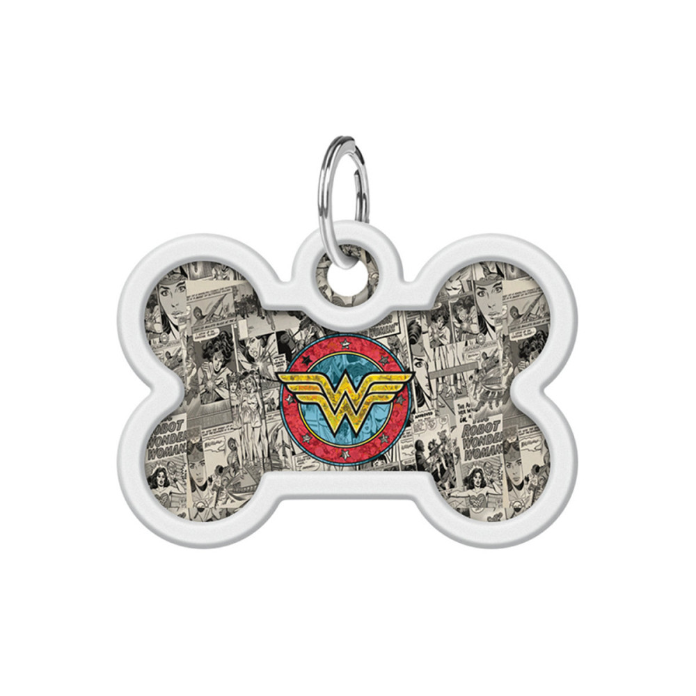 Адресник для собак і котів металевий WAUDOG Smart ID з QR паспортом, малюнок "Чудо-жінка 2", кістка, Д 40 мм, Ш 28 мм Київ - фото 2