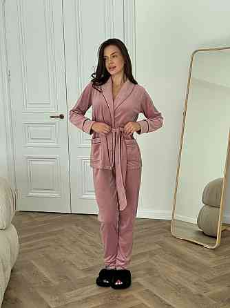 Домашний костюм на запах с поясом Пудра XL Харьков