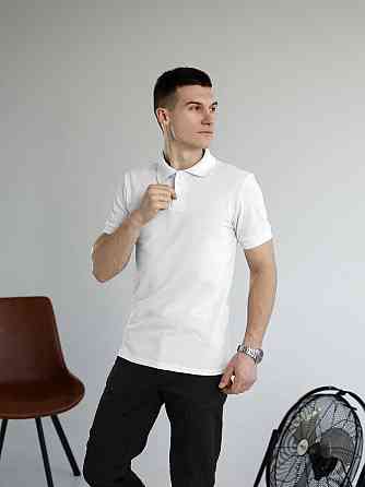 Белое базовое мужское поло веса/лето Pobedov Royal Киев