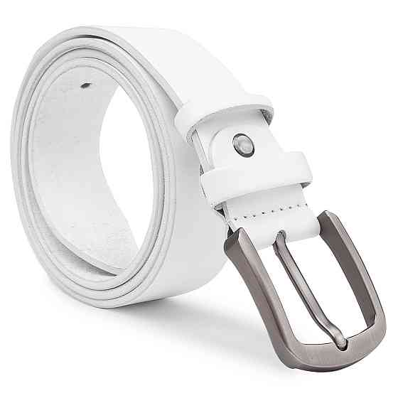 Ремень кожаный унисекс Vintage 20729 Белый Киев