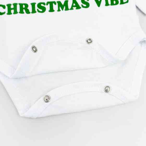 Детский новогодний боди с длинным рукавом Christmas vibe рост 86 см (12 - 18 месяцев) Malena Белый с принтом Кривой Рог