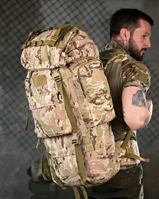 Тактичний рюкзак із металевим каркасом на 100 літрів. Каркасний рюкзак мультикам РП7467 Одеса - фото 3