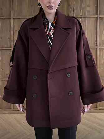 Женское короткое утепленное пальто оверсайз 42-46 Шоколад Одесса