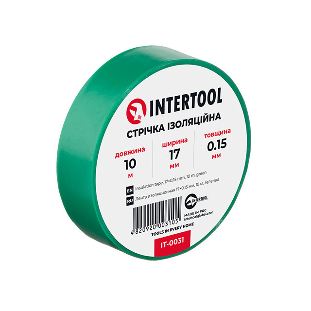 Стрічка ізоляційна 0.15мм*17мм*10м зелена INTERTOOL IT-0031 Киев - изображение 1