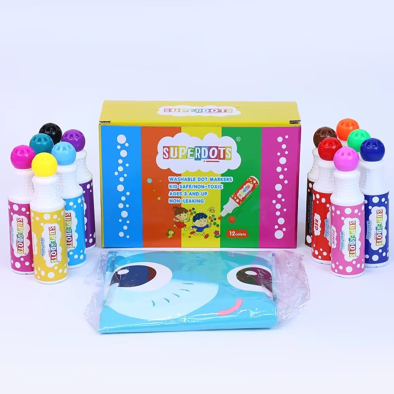 Набор пальчиковых маркеров DOT для творчества, точечные, пальчиковые краски для рисования и живописи на водной основе,12 цветов Каменец-Подольский - изображение 1