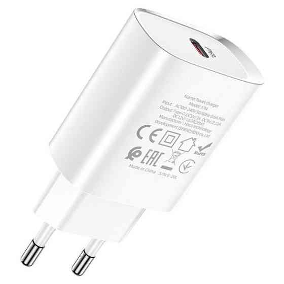 Мережевий зарядний пристрій HOCO N14 Smart Charging single port PD20W charger White Київ