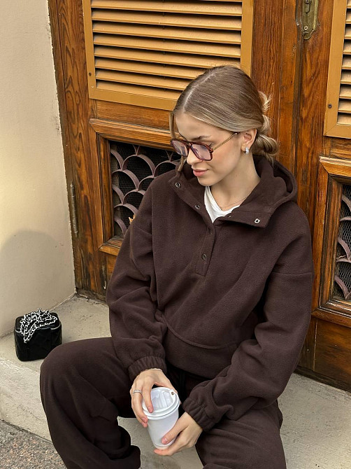 Женский теплый базовый костюм двойка из двухстороннего флиса. Шоколад, 42/44 Одесса - изображение 6