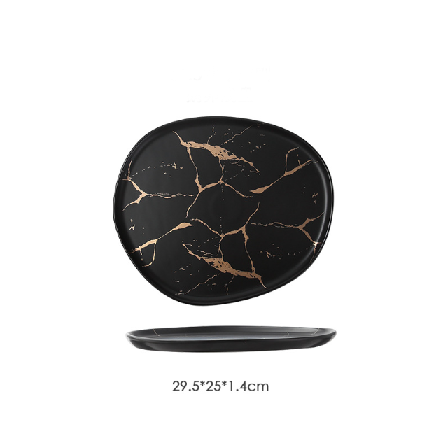 Тарелка блюдо Мраморная роскошь БЕЛАЯ фарфоровая под мрамор 29,5 см  БОЛЬШАЯ столовая тарелка Кременчуг - изображение 9