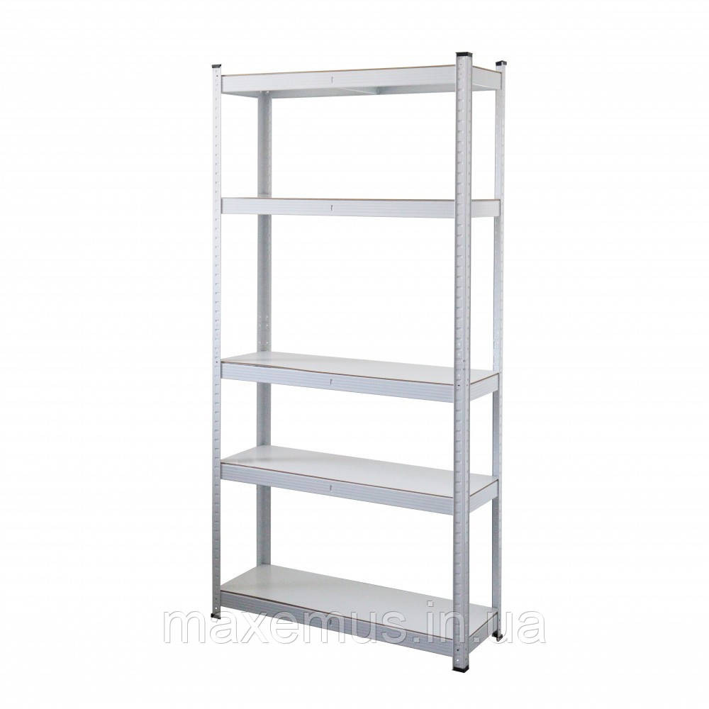 Металлический стеллаж для склада гаража и дома 180х90х40 прочный стеллаж с полками  разборной белый Мостиська - фото 1
