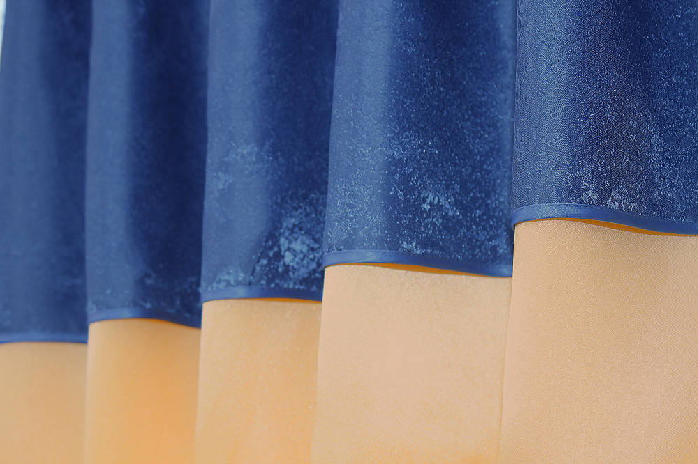 Кухонные шторы VR-Textil № 073к с ламбрекеном и подхватами персиковый с синим 270х170 см (52-0187) Киев - изображение 4