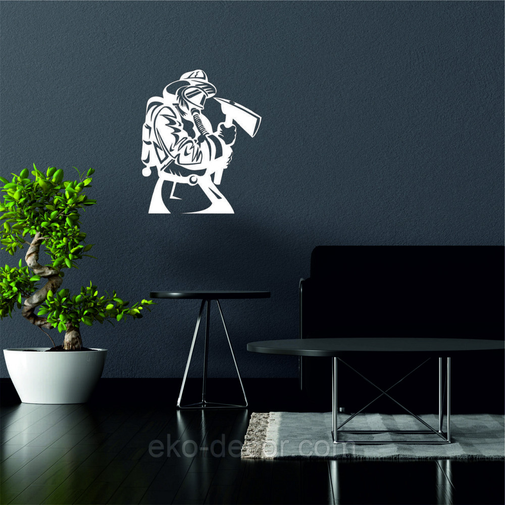 Декоративне настінне Панно  «Пожежник» , Декор на стіну 50*41 см, Білий Київ - фото 2