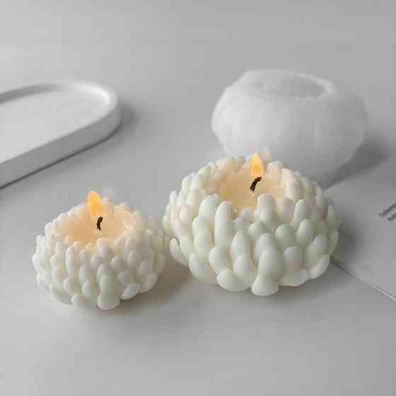 Силіконова форма для виготовлення свічки, «Хризантема» молд  для свічок з бджолиного, соєвого воску і парафіну 67 х 67 мм Кам'янець-Подільський