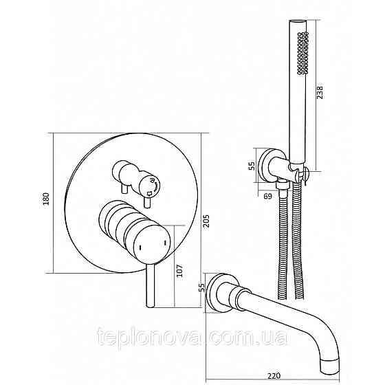 Смеситель для ванны встроенный Globus Lux LAZER Pro  GLPR-202-00-SMART Черновцы