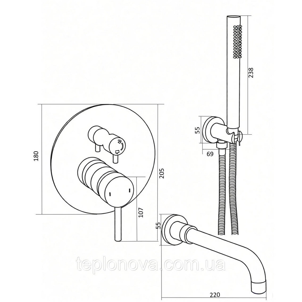 Смеситель для ванны встроенный Globus Lux LAZER Pro  GLPR-202-00-SMART Черновцы - изображение 6
