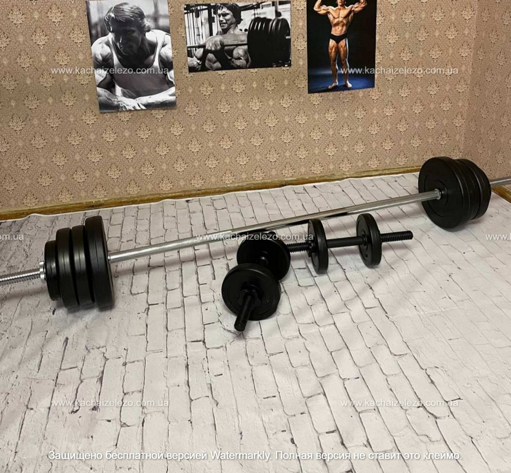 Штанга наборная + гантели на 40 кг Гантели, гири, штанги и диски ударостойкий пластик Киев - изображение 1