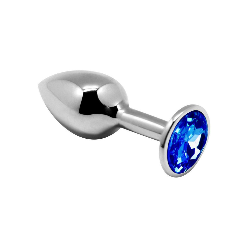 Металева анальна пробка з кристалом Alive Mini Metal Butt Plug Blue M Sex Aura Київ - фото 1