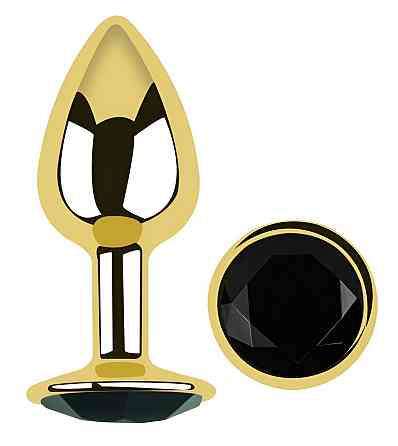 Анальная пробка с кристаллом EGZO - Gold Round Plug Black size S Sex Aura Киев