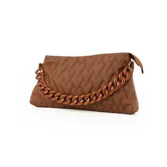 Сумка женская стильная, качественная красивая стеганая сумочка с ручкой-цепочкой, женский клатч, Коричневый Каменец-Подольский