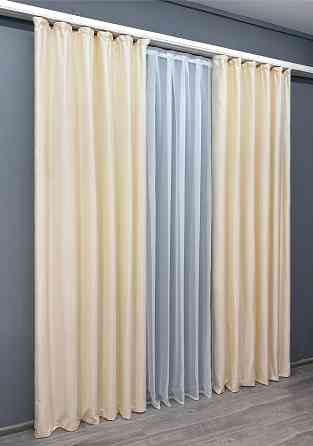 Комплект готових штор VR-Textil Жакард № 1735ш Кремовий 150х270 см 2 шт (33-0703) Київ
