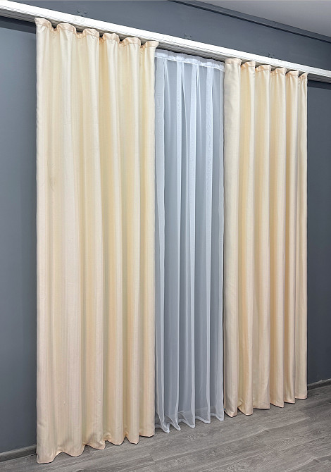 Комплект готових штор VR-Textil Жакард № 1735ш Кремовий 150х270 см 2 шт (33-0703) Київ - фото 4