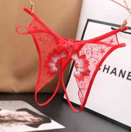 Еротичні труси червоні жіночі з розрізом - розмір універсальний (на резинці) Київ