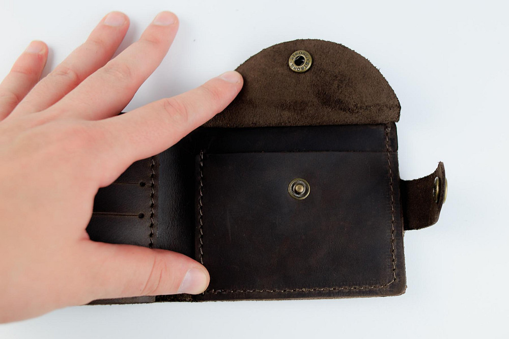 Класичний гаманець Skill із натуральної шкіри Crazy Horse тиснення крокодил SH116 (Темно-коричневий) Суми - фото 8