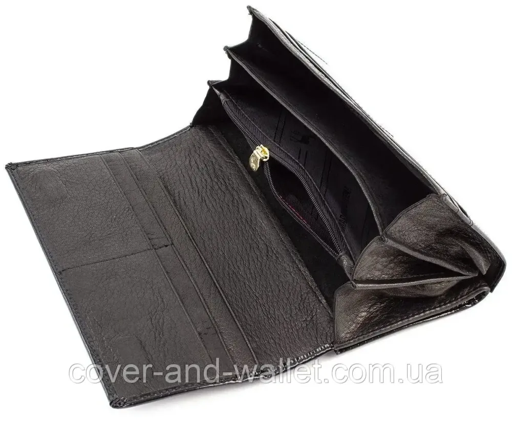 Чорний лаковий жіночий гаманець на магнітній фіксації на багато карток MC 403-2480 Київ - фото 6