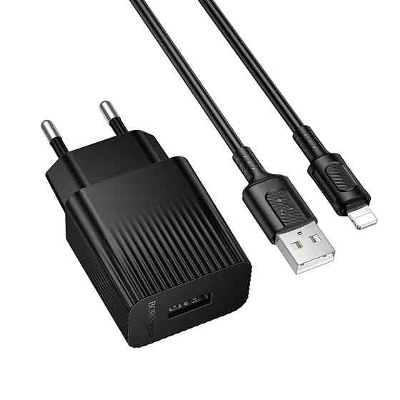 Сетевое зарядное устройство с кабелем BOROFONE BAS71A Source single-port charger set(iP) Black Одесса